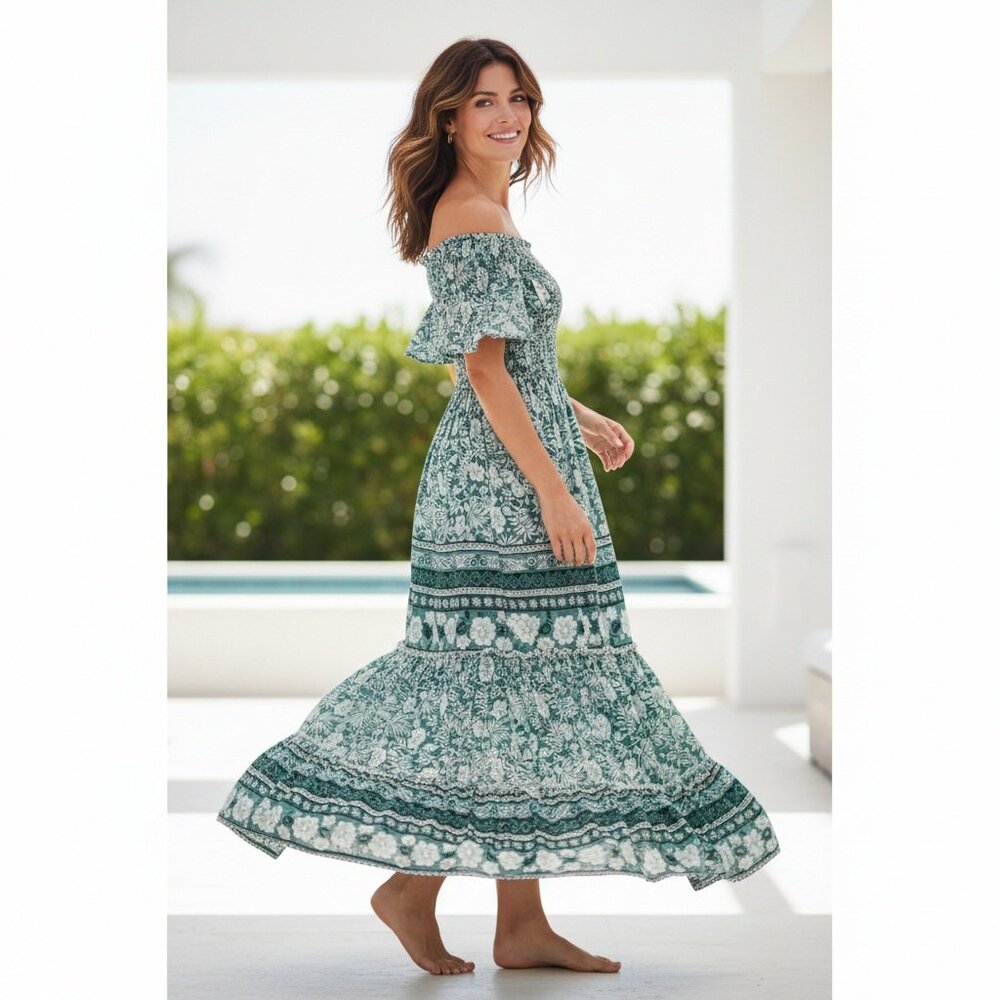 DM Fashion Womens Midi Ruffled Dress Size XS Fairy Grunge BoHo